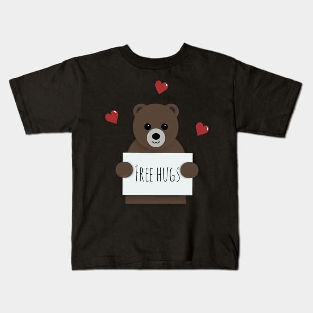 Free Hugs Bear Kids T-Shirt by bluevolcanoshop@gmail.com